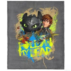 NWT How to Train Your Dragon “Follow My Lead” Throw Blanket - 40” x 50” - Grey